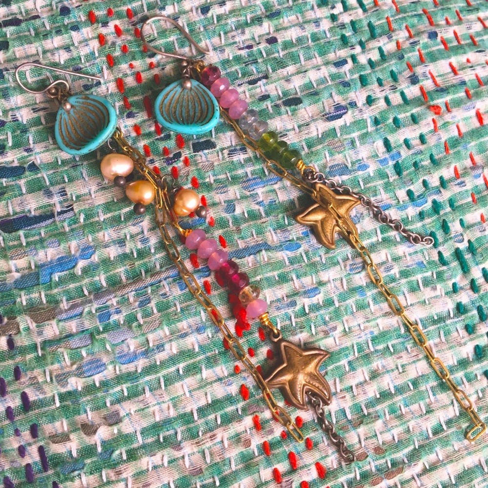 Vintage Coastal Bohemian Glass earrings